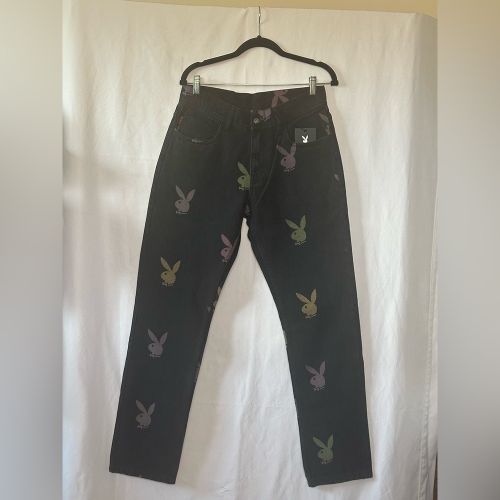 MENS PLEASURES X PLAYBOY SCATTER DENIM - BLACK SIZE 30